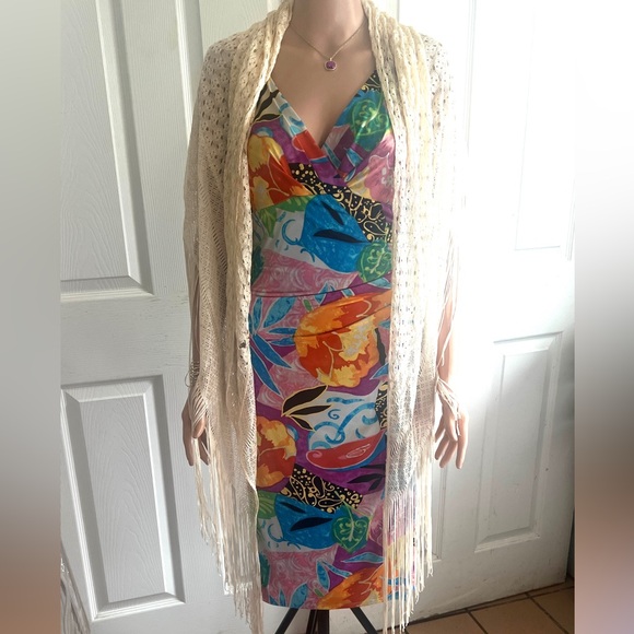 Lauren Ralph Lauren colorful tropical floral faux wrap bodycon dress size M NWOT - Picture 14 of 14